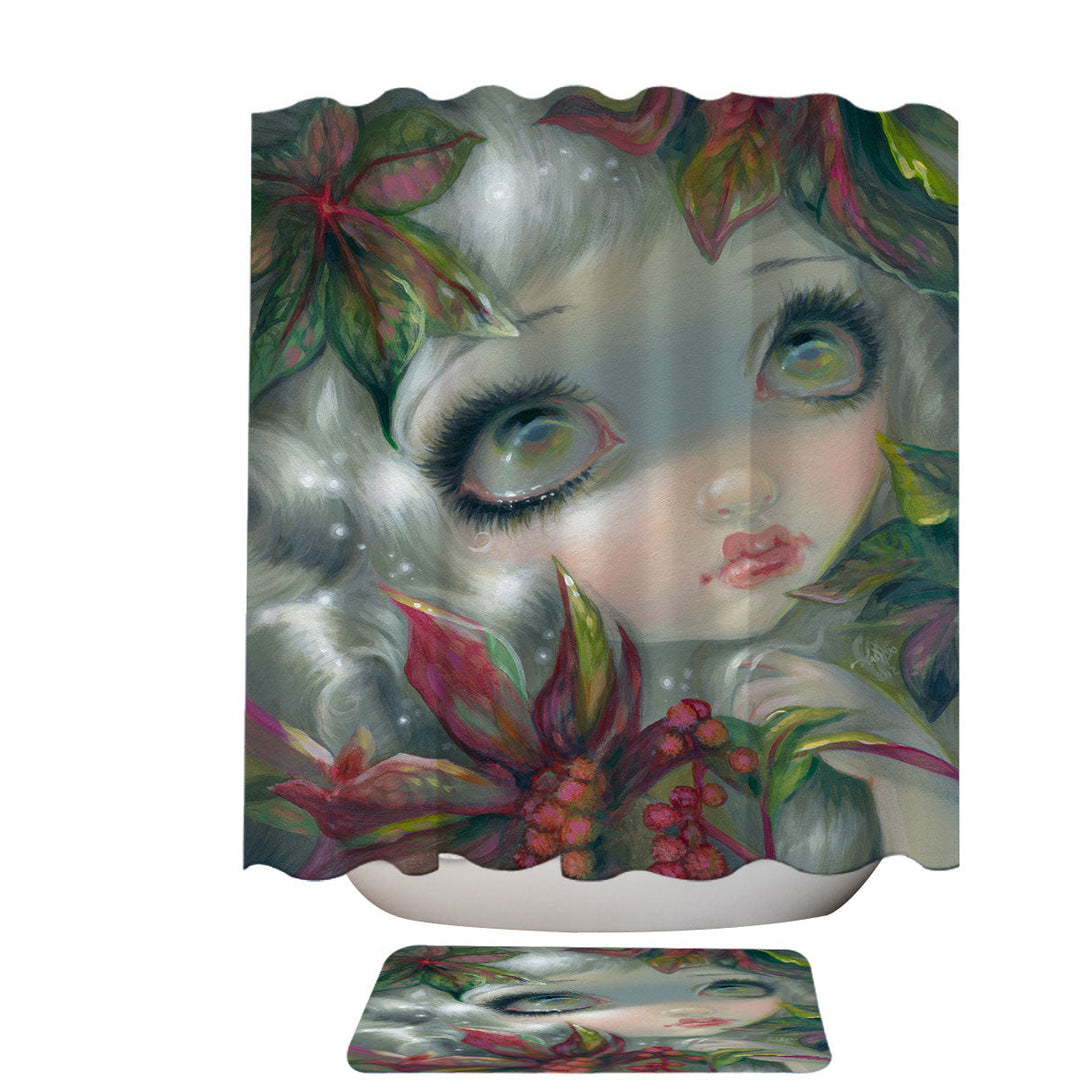 Poisonous Beauties Shower Curtain Castor Bean Girl with Plants