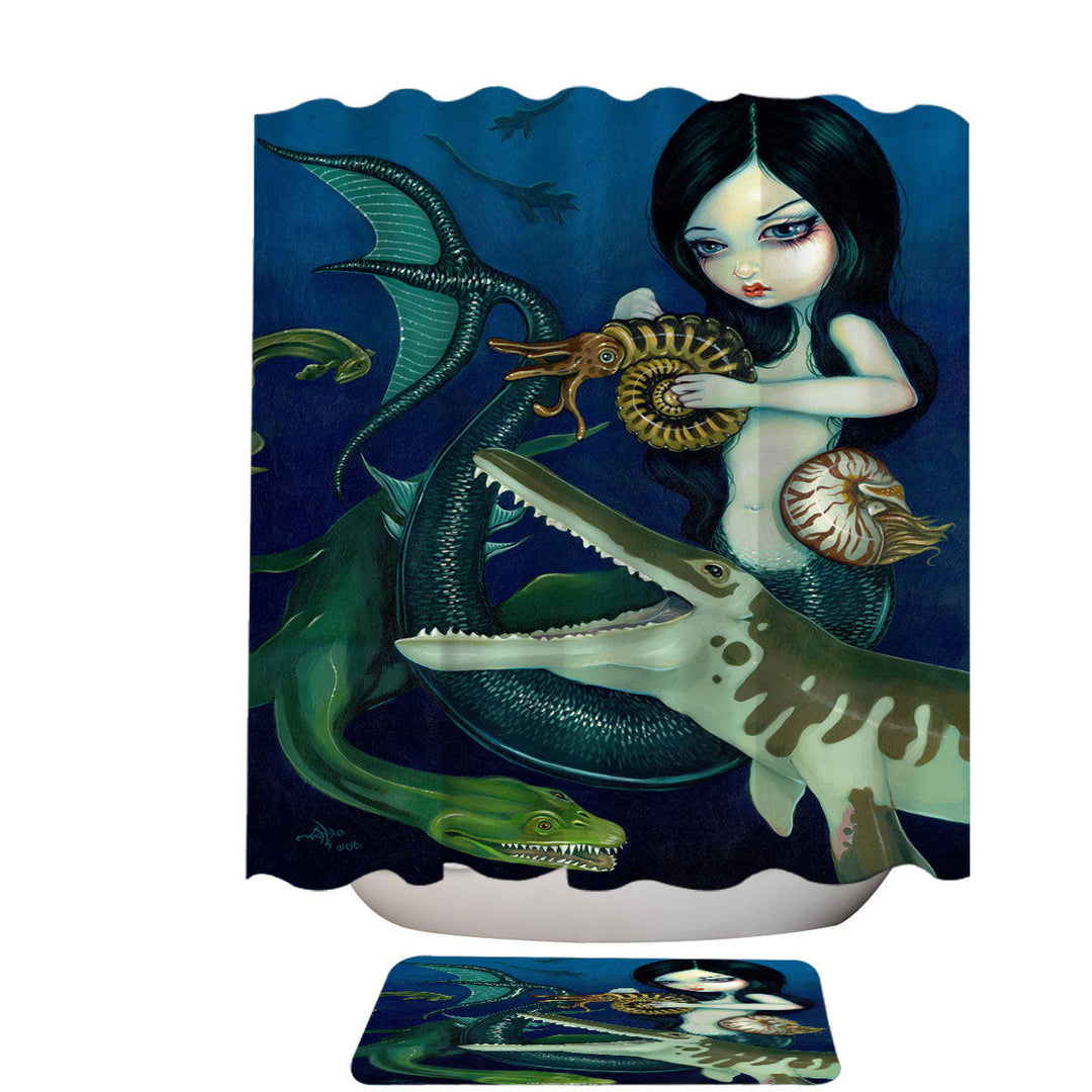 Scary Monsters Shower Curtain Underwater Art Cretaceous Mermaid