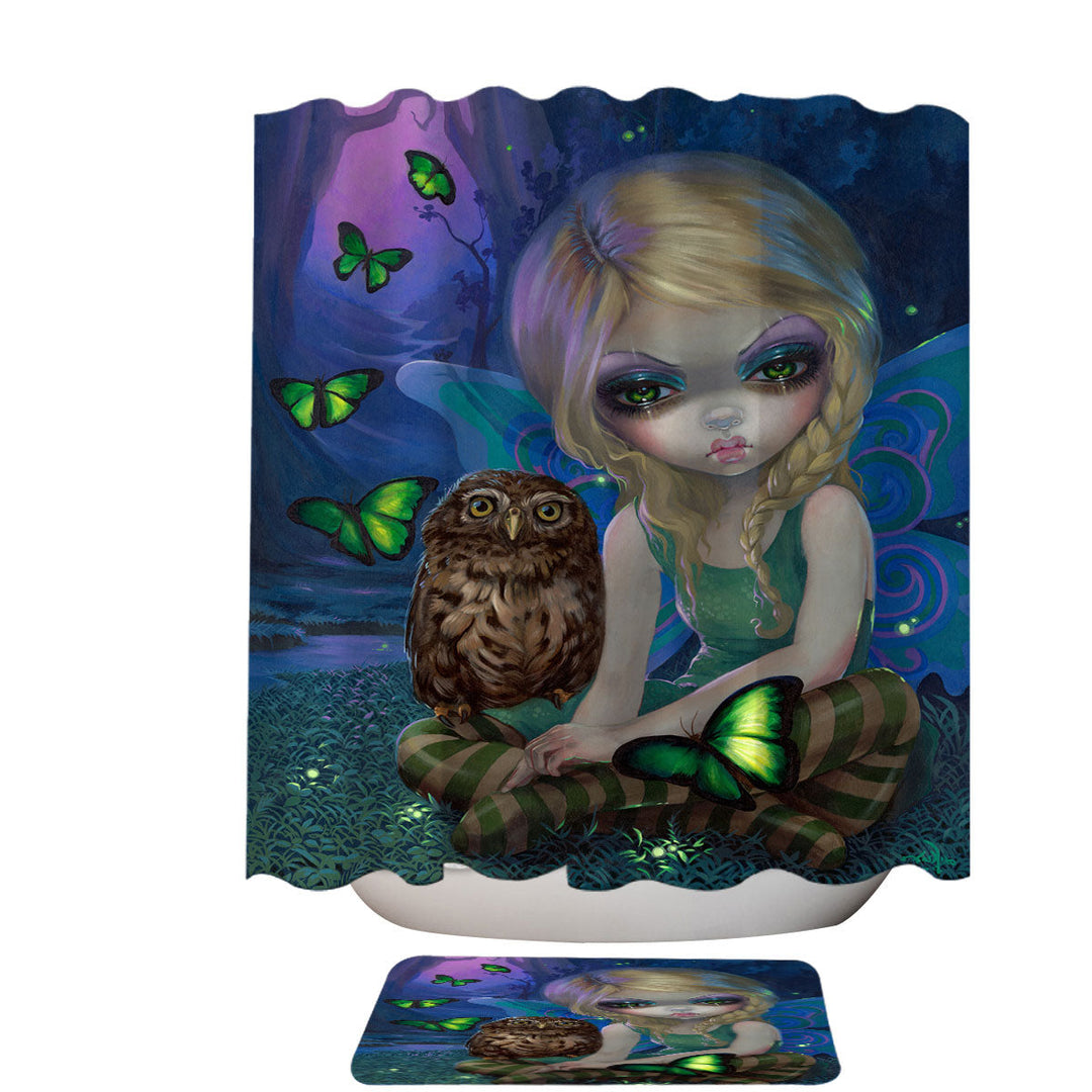 Summer Fairy with Her Owl Shower Curtain
