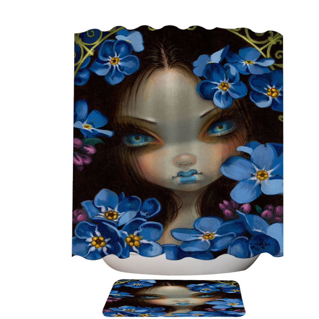 The Language of Flowers Forget Me Nots Blue Girl Trendy Shower Curtains