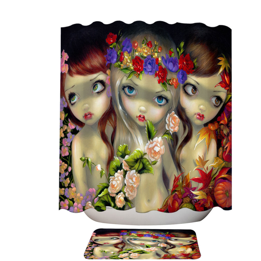 The Three Graces Beautiful Nymph Girls Shower Curtains
