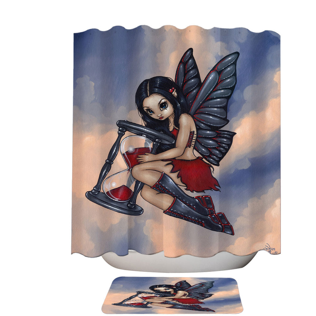 Time Flies Hourglass Gothic Time Fairy Fabric Shower Curtains