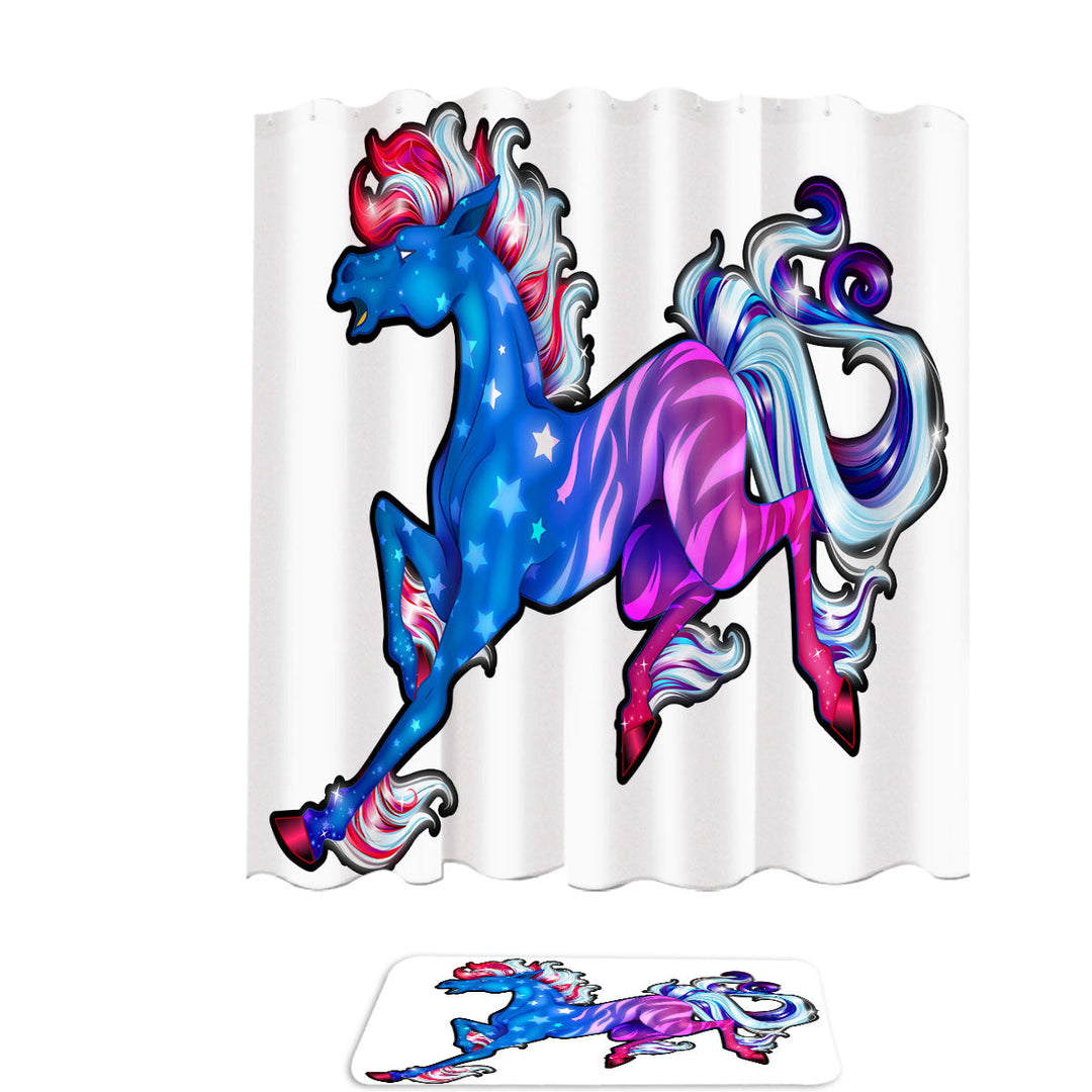 USA Flag Festive Horse Shower Curtains Near Me