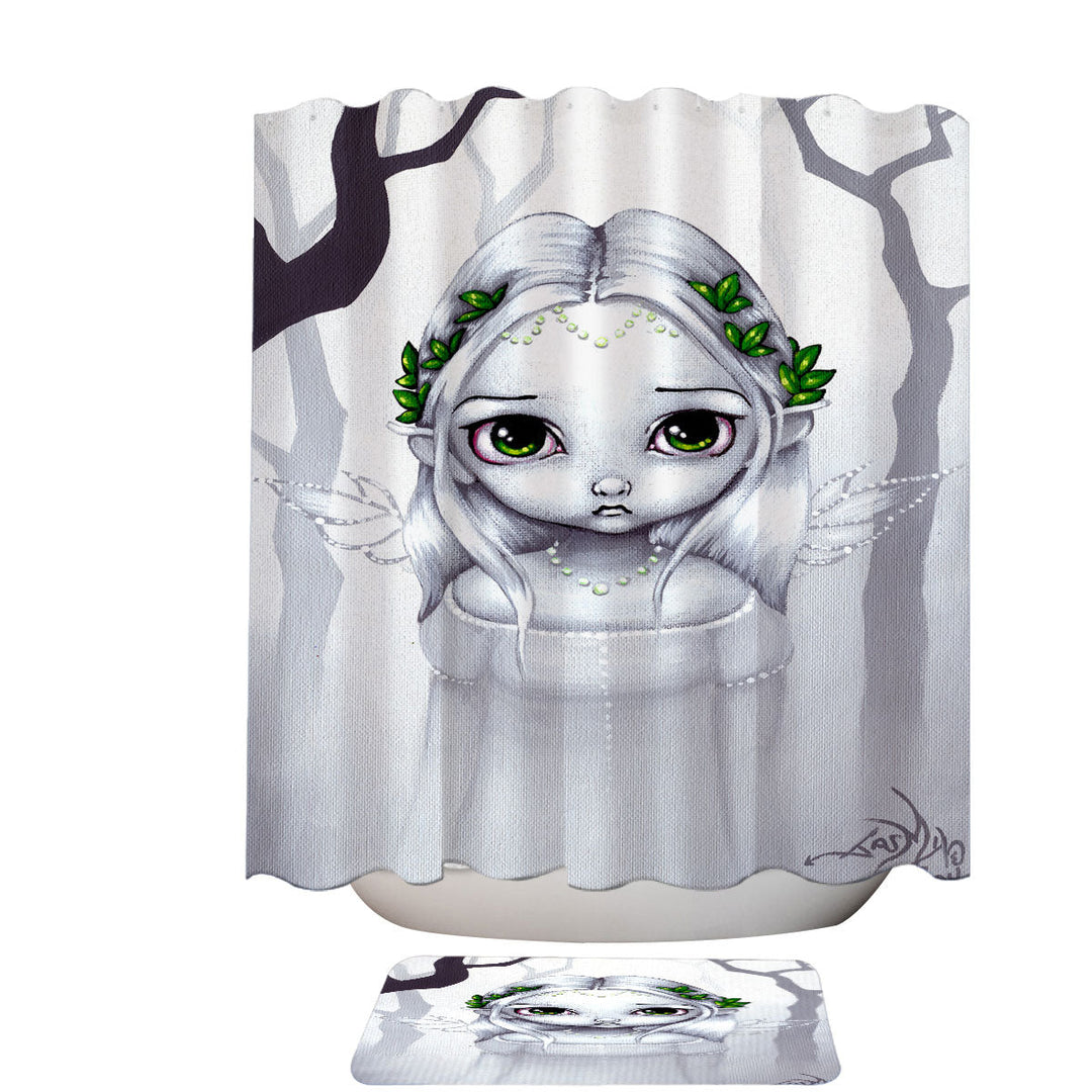 Unique Shower Curtains The Last Leaves Winter Sweet Angelic Fairy