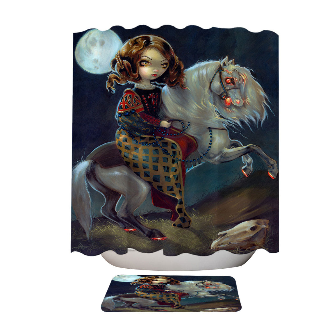 Unique Shower Curtains Vampire Maiden on Horse I Vampiri Notte a Cavalla