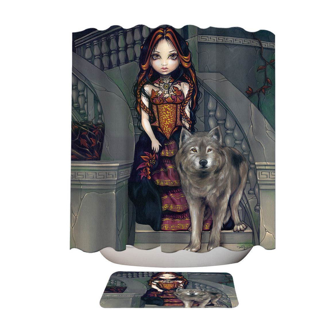 Wolf Countess an Aristocratic Beautiful Girl Shower Curtain