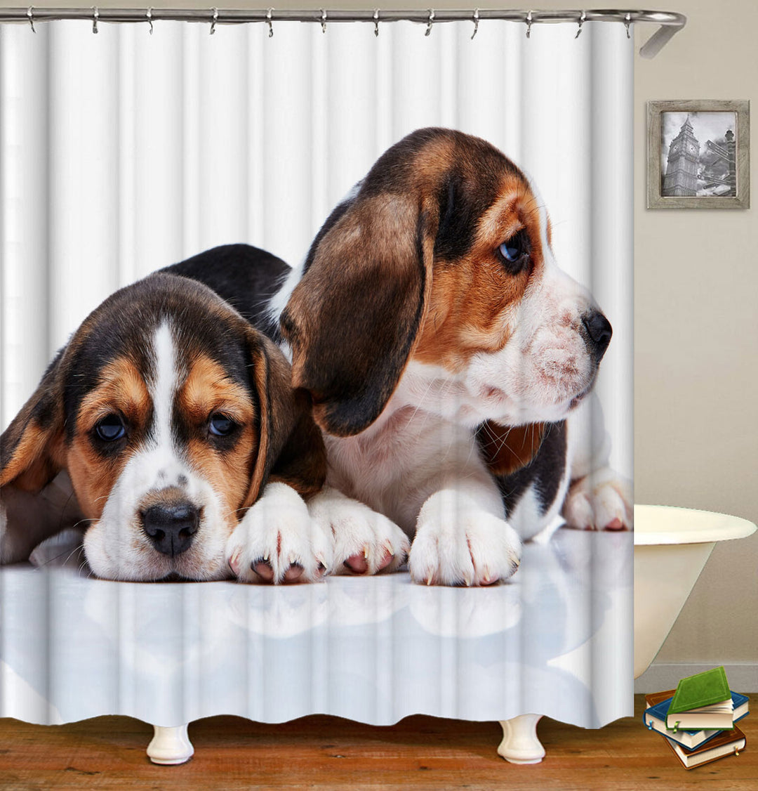 Adorable Beagle Dog Puppies Shower Curtain