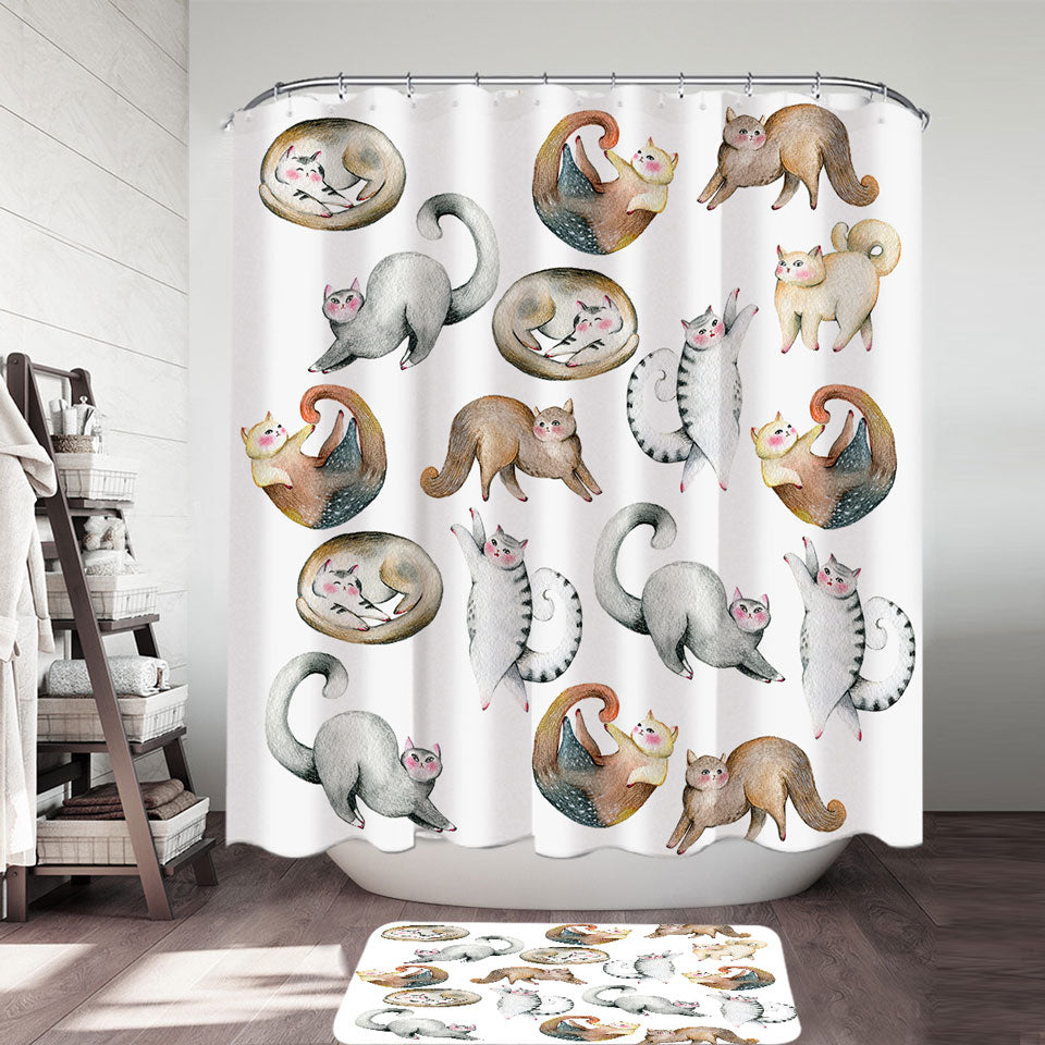 Adorable Poses Cute Cats Shower Curtain – Shower of Curtains