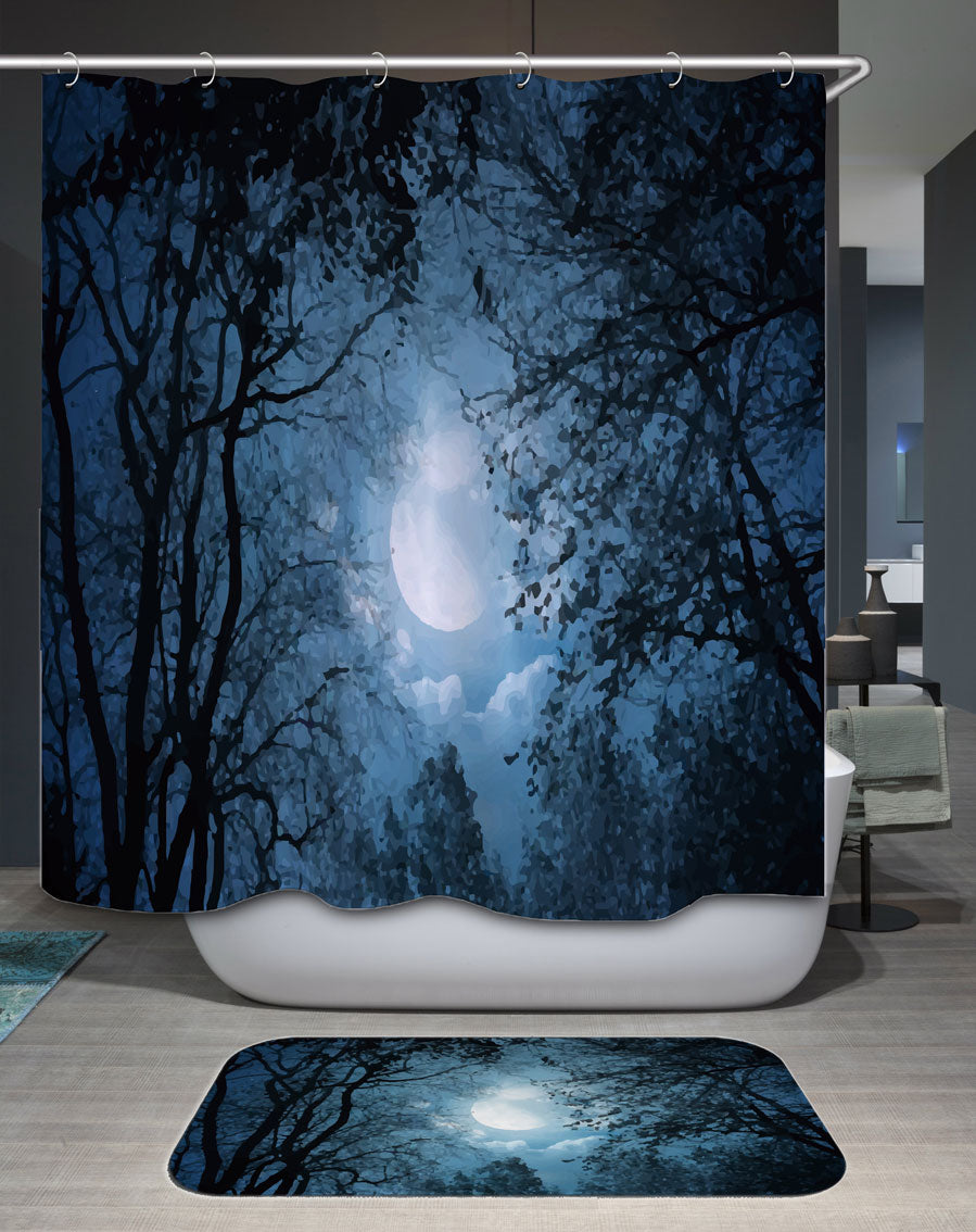 Artistic Moonlight Forest Shower Curtains