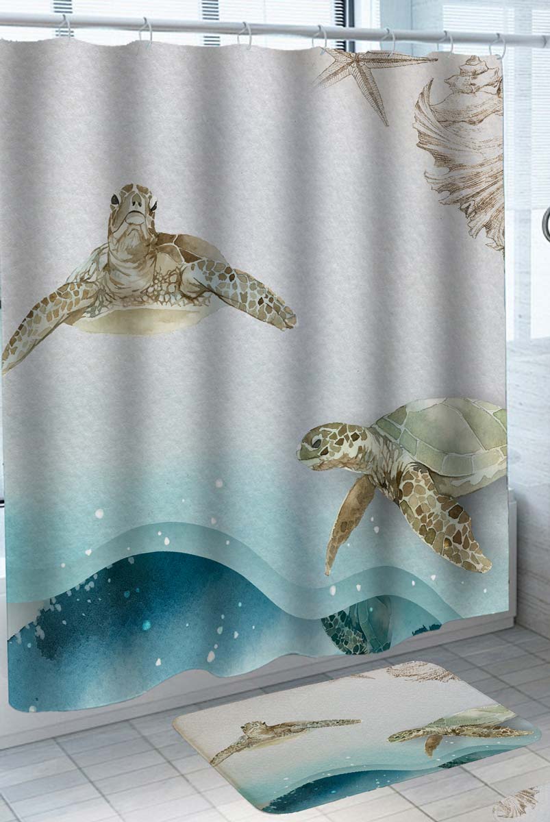 DYNH Sea Turtle Fabric Shower Curtain, Ocean Under Water India