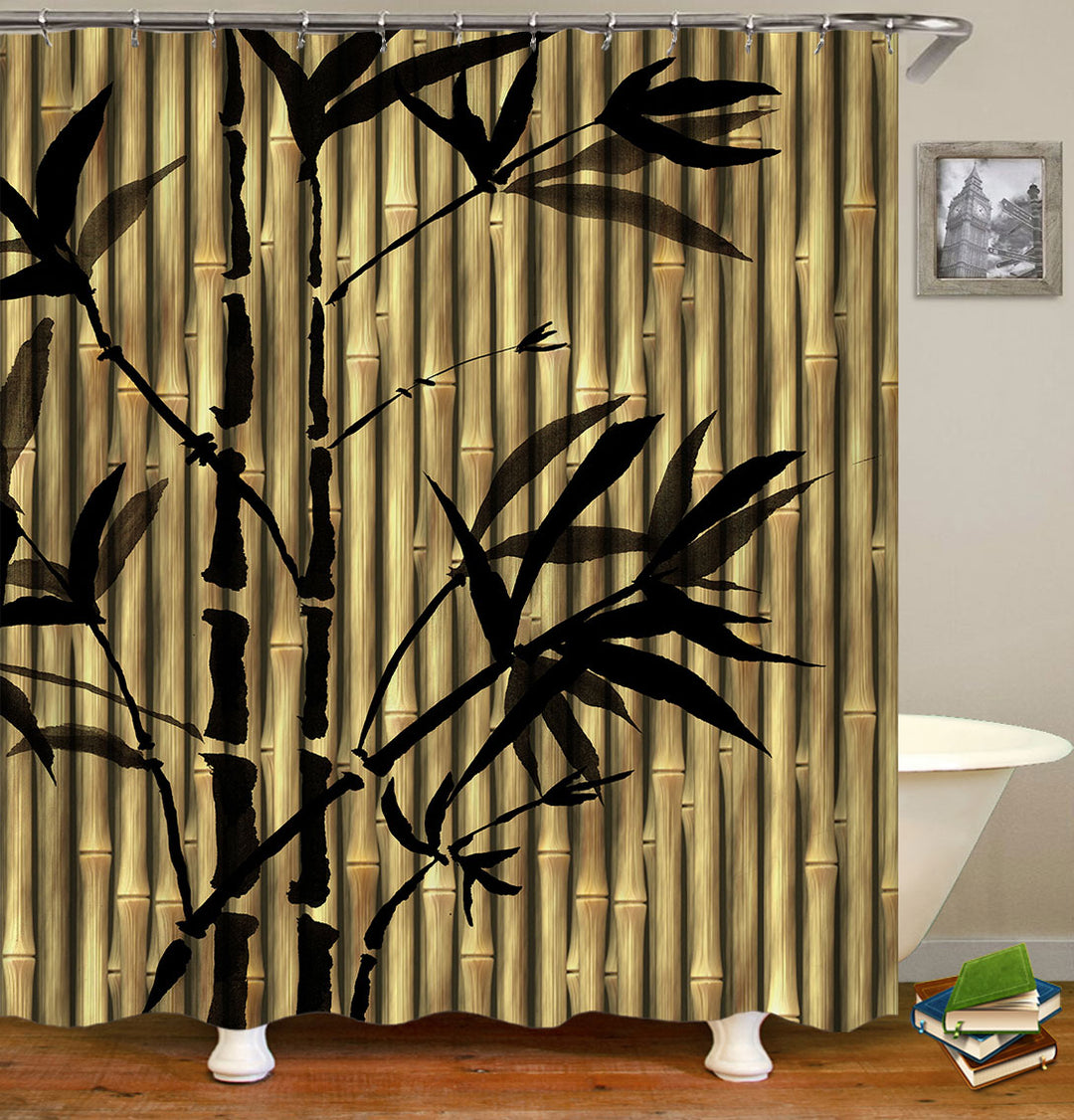 Bamboo Shower Curtain Pattern and Bamboo Silhouette