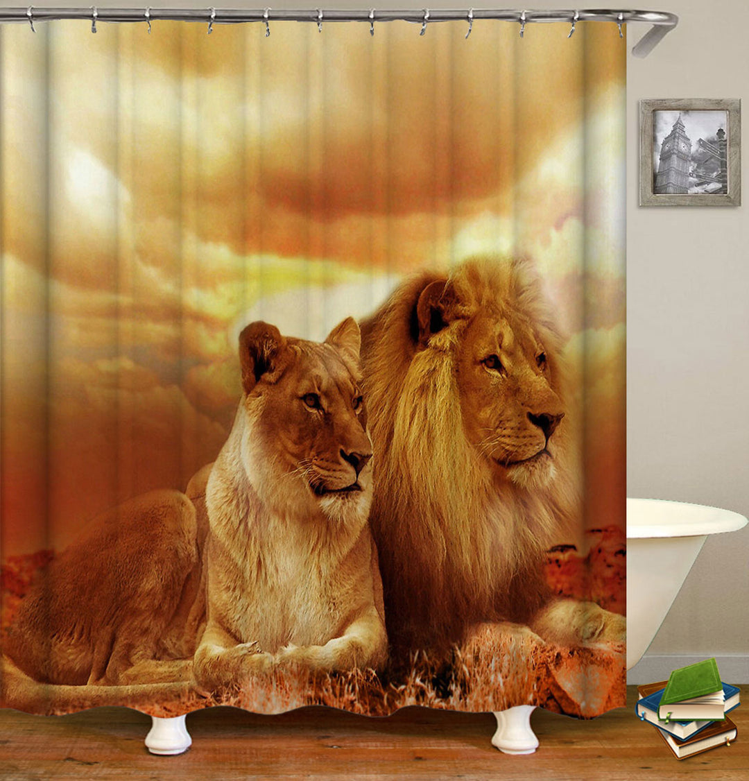 Beautiful Animals Wild Lions Shower Curtain