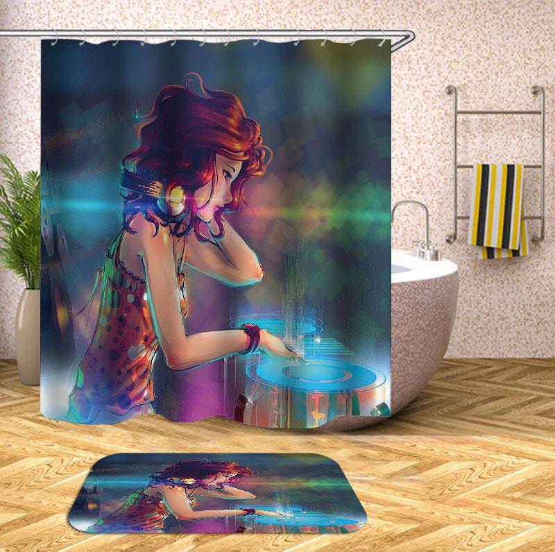 Beautiful Female Girl DJ Shower Curtain