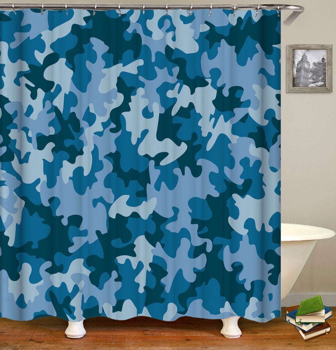 Blue Hues Camouflage Shower Curtain