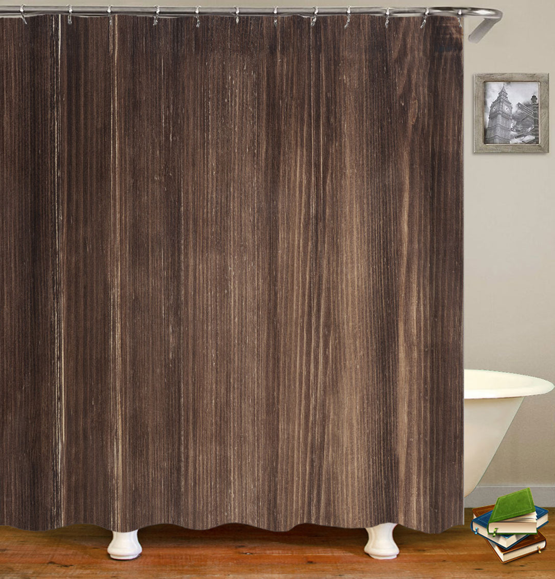 Brown Wood Wall Rustic Shower Curtains