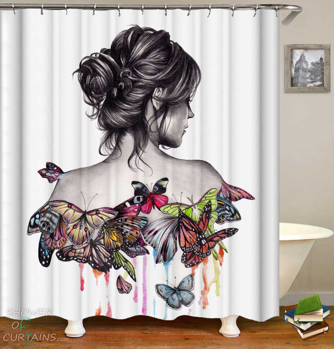 Shower Curtains of Butterfly Girl Art – Shower of Curtains