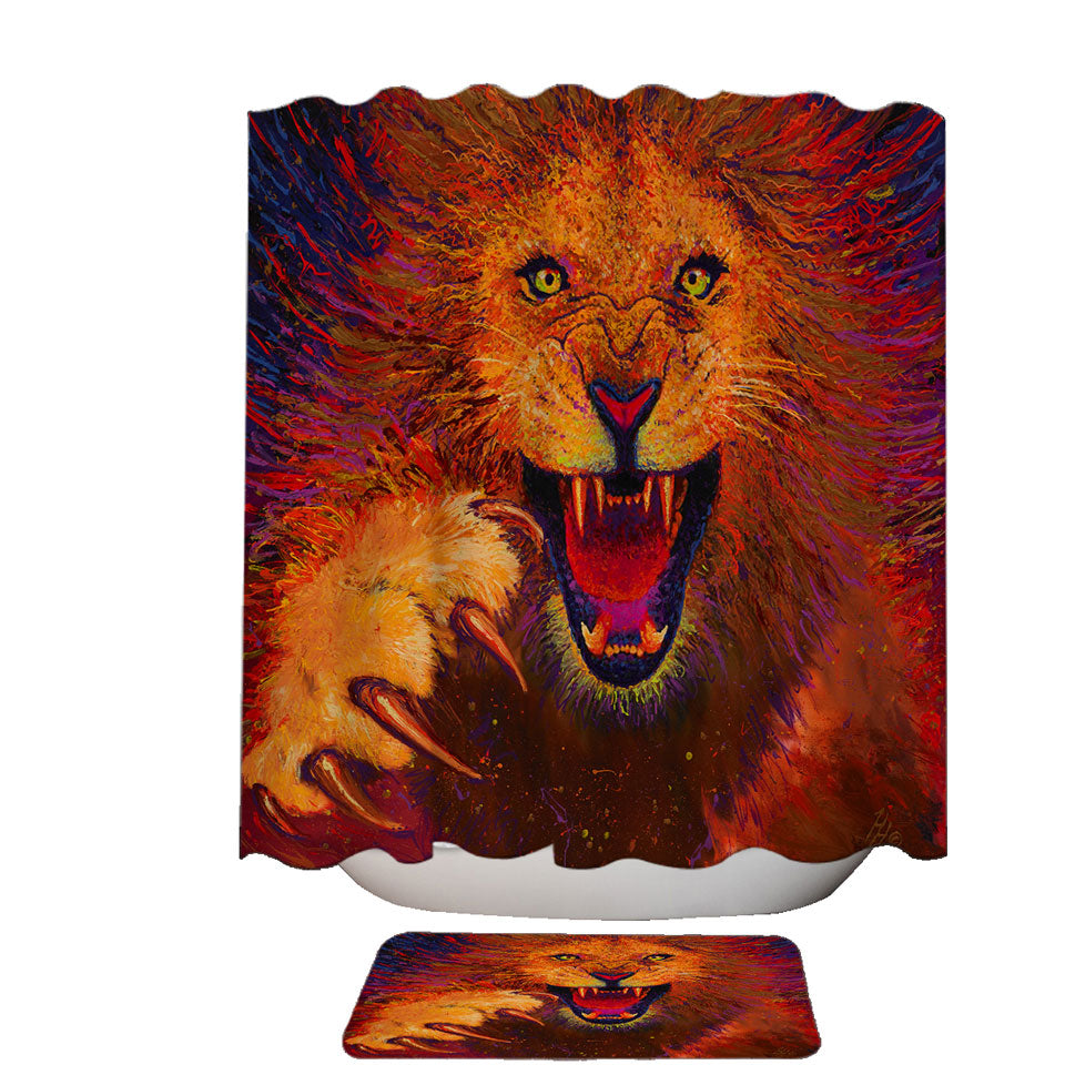 Charging Leo Artistic Painting of a Lion Shower Curtain – Shower of ...