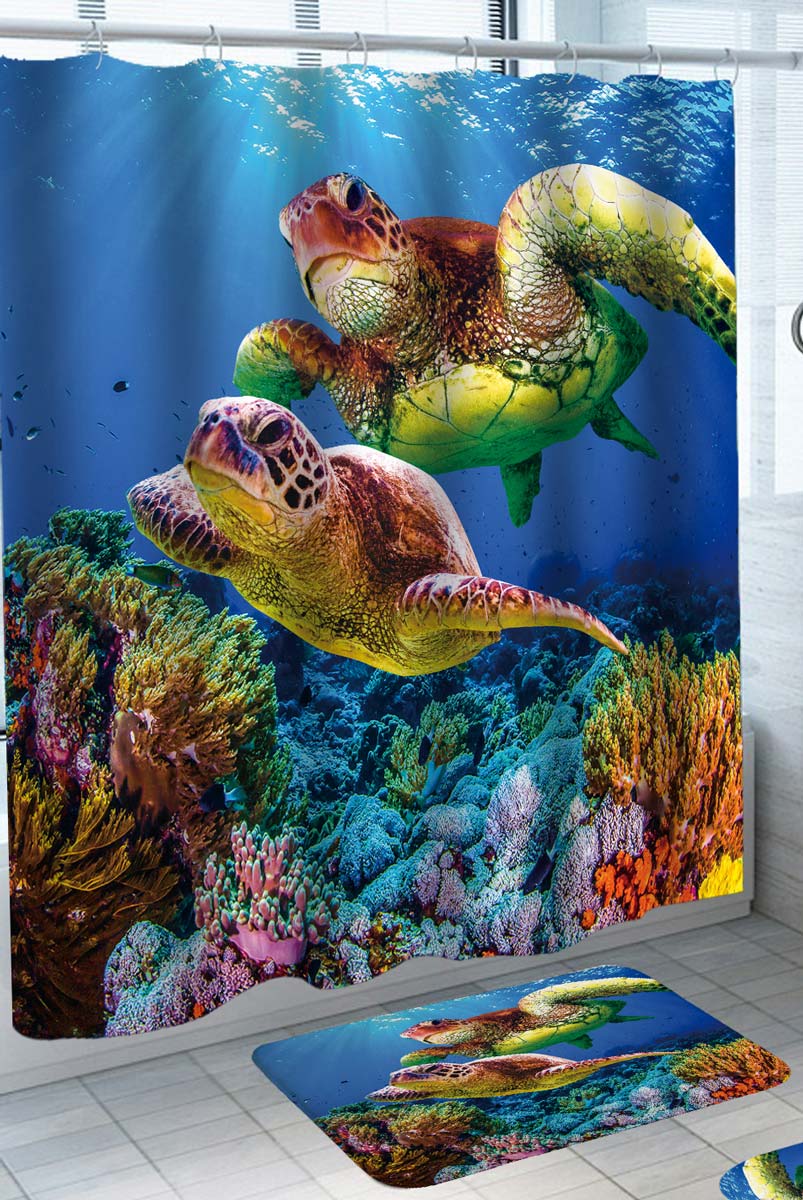 3D Ocean Sea Turtle Shower Curtain Waterproof Modern Fabric Bathroom Shower  Curtains Basics Shower Curtain With Hooks Xmas Presents -  UK