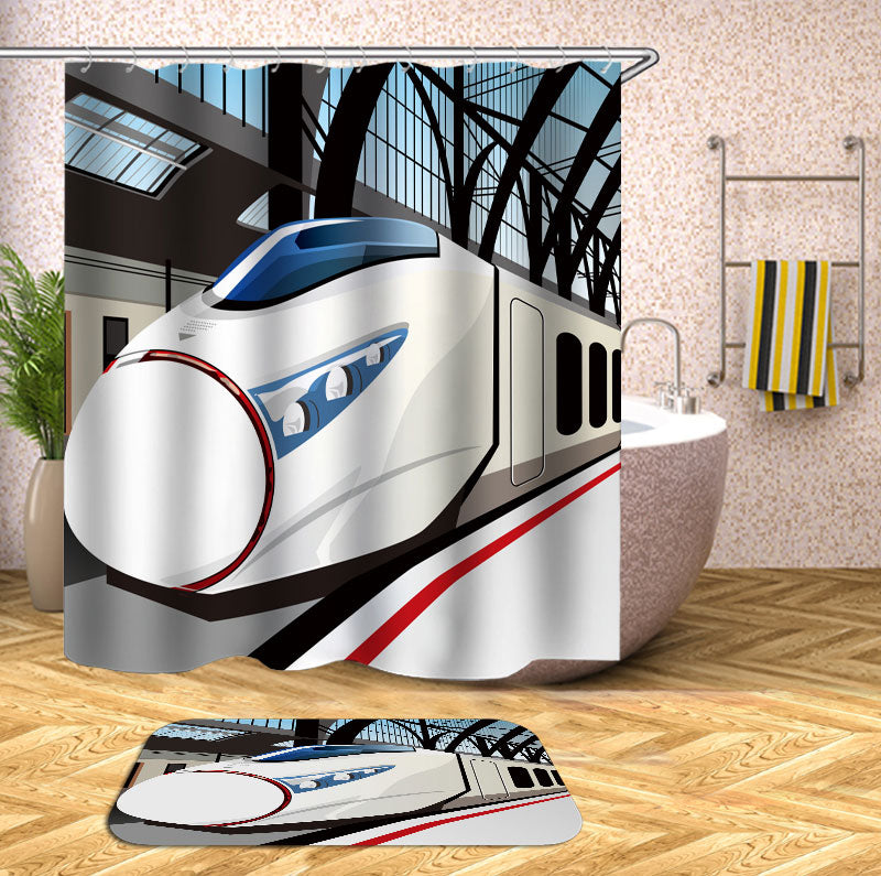 Cool Bullet Passenger Train Shower Curtain