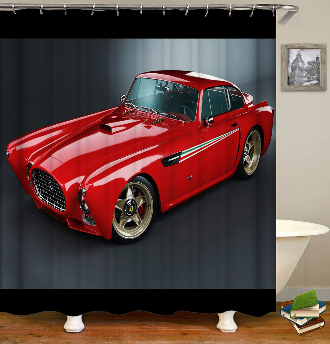 Cool Old Style Red Sports Car Shower Curtain