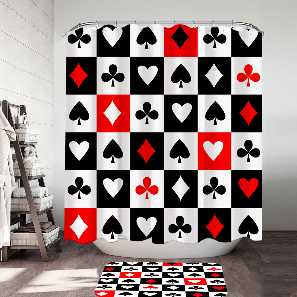 Clubs Diamonds Hearts Spades Cards Symbols Shower Curtain – Shower of ...