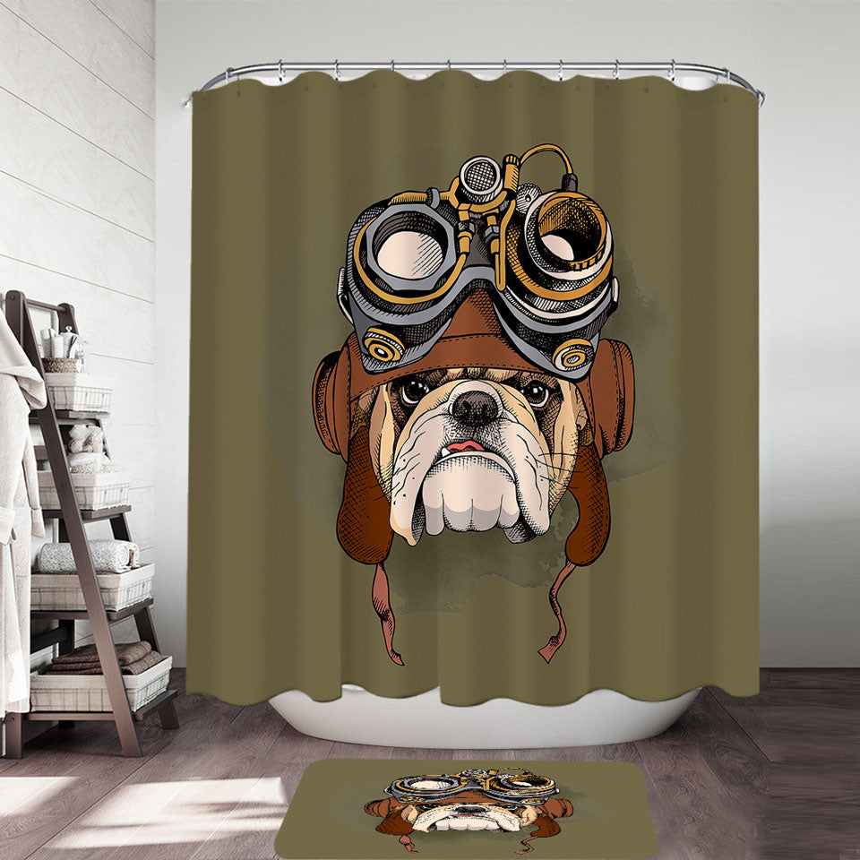 Cool Pilot Bulldog Shower Curtain – Shower of Curtains
