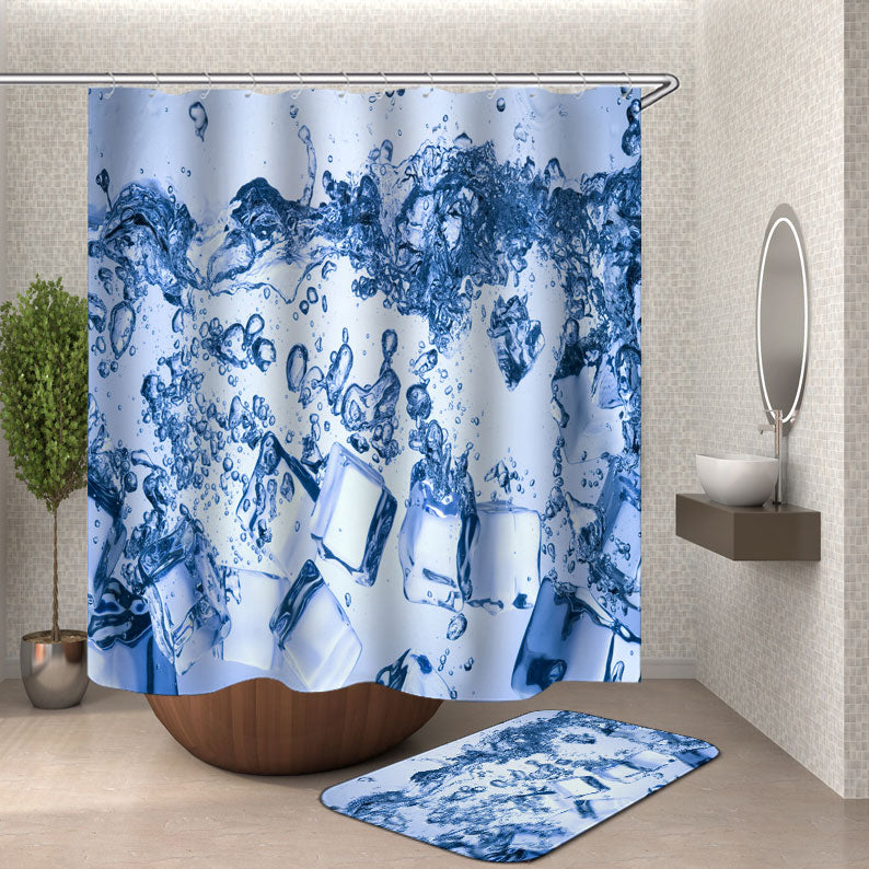 Cool Summer Shower Curtains Ice Cubes Water