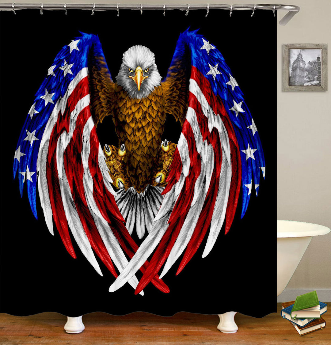 Cool USA Flag American Eagle Shower Curtain