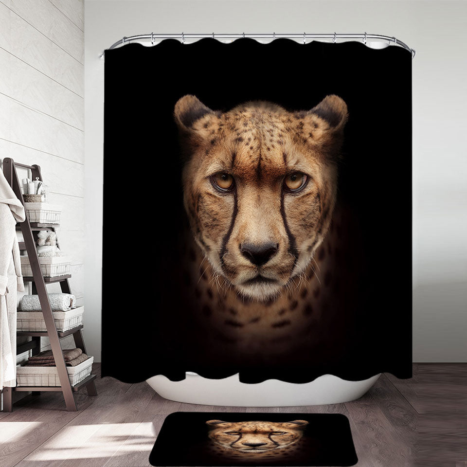 Cool and Fascinating Cheetah Portrait Shower Curtain – Shower of Curtains