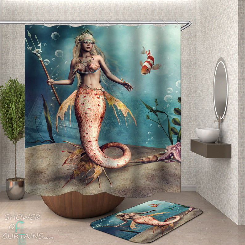 HNMQ Mermaid Shower Curtain by, Girls and Fish in Palestine