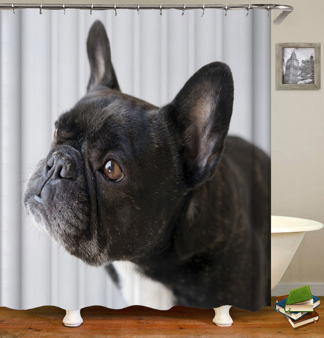 Cute Black French Bulldog Shower Curtain