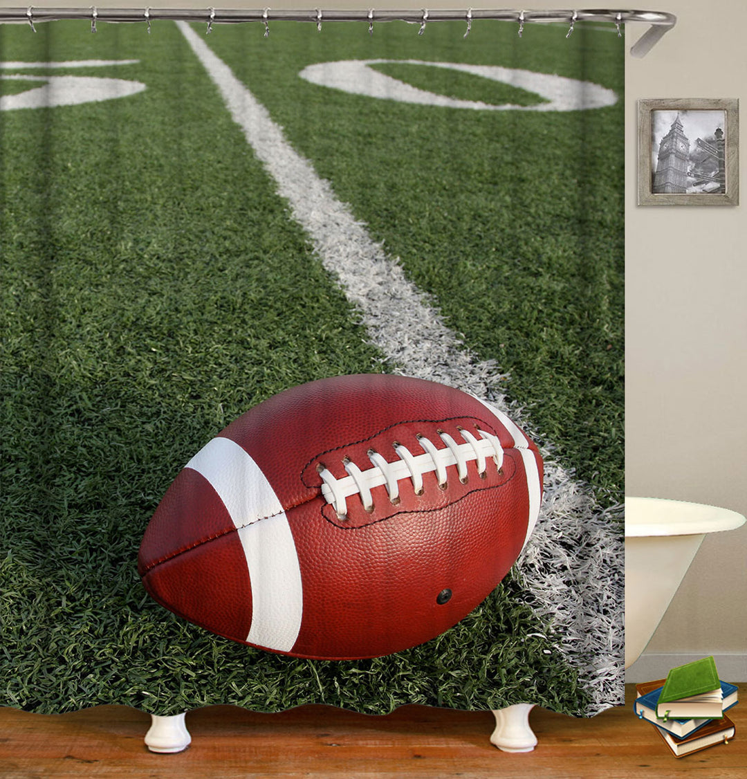 Football Shower Curtain Ball on Football Field