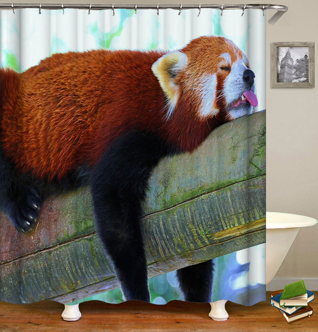 Funny Animals Sleeping Red Panda Shower Curtain