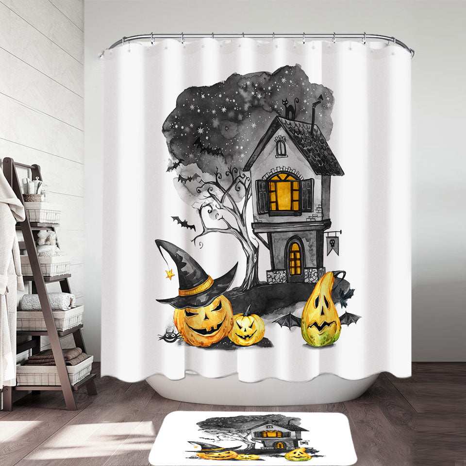 Halloweens Haunted House Shower Curtain – Shower of Curtains