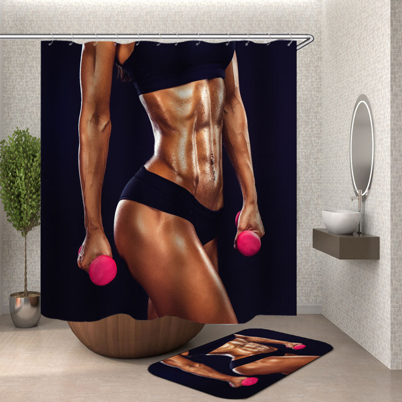 Keep in Shape Abs Fitness Fit Woman Shower Curtain