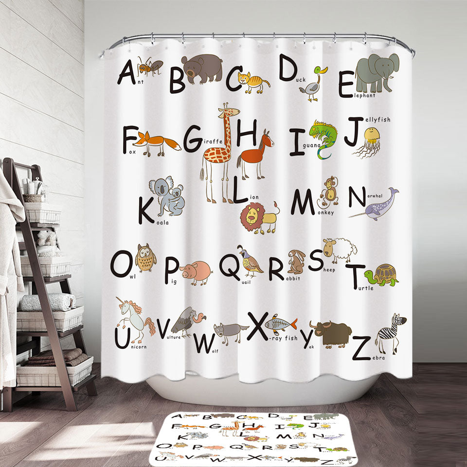 ABC Alphabet Kids Characters Shower Curtain – Shower of Curtains