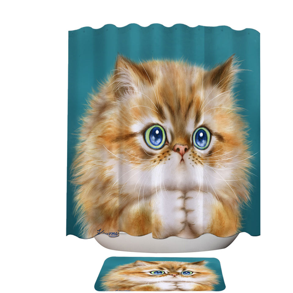 Kittens Shower Curtains for Children Cute Innocent Cat