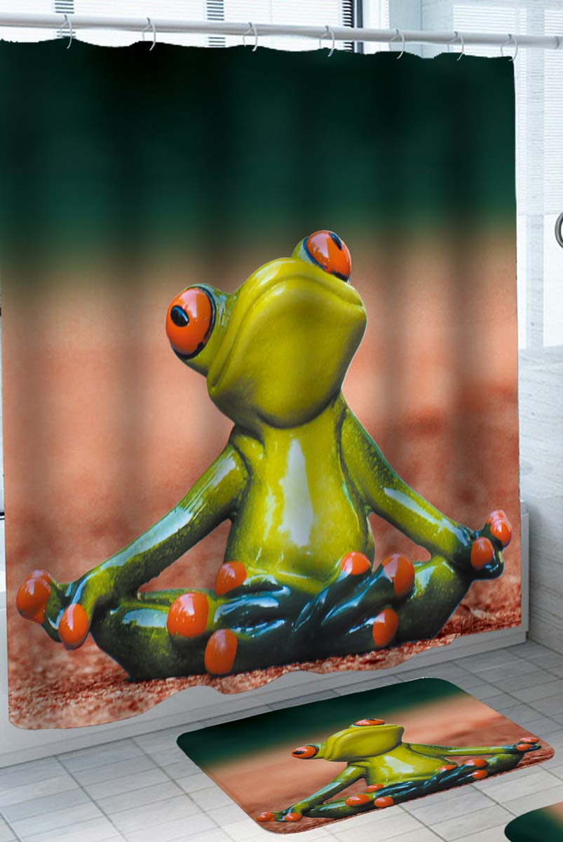 Cottagecore Kawaii Frog Playing Banjo Shower Curtain by Bastav - Pixels