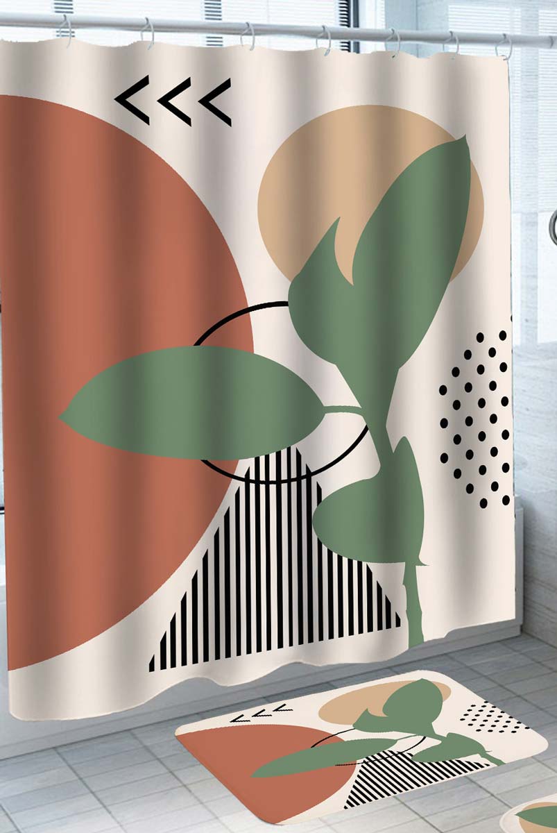 Mid Century Abstract Shower Curtains Art