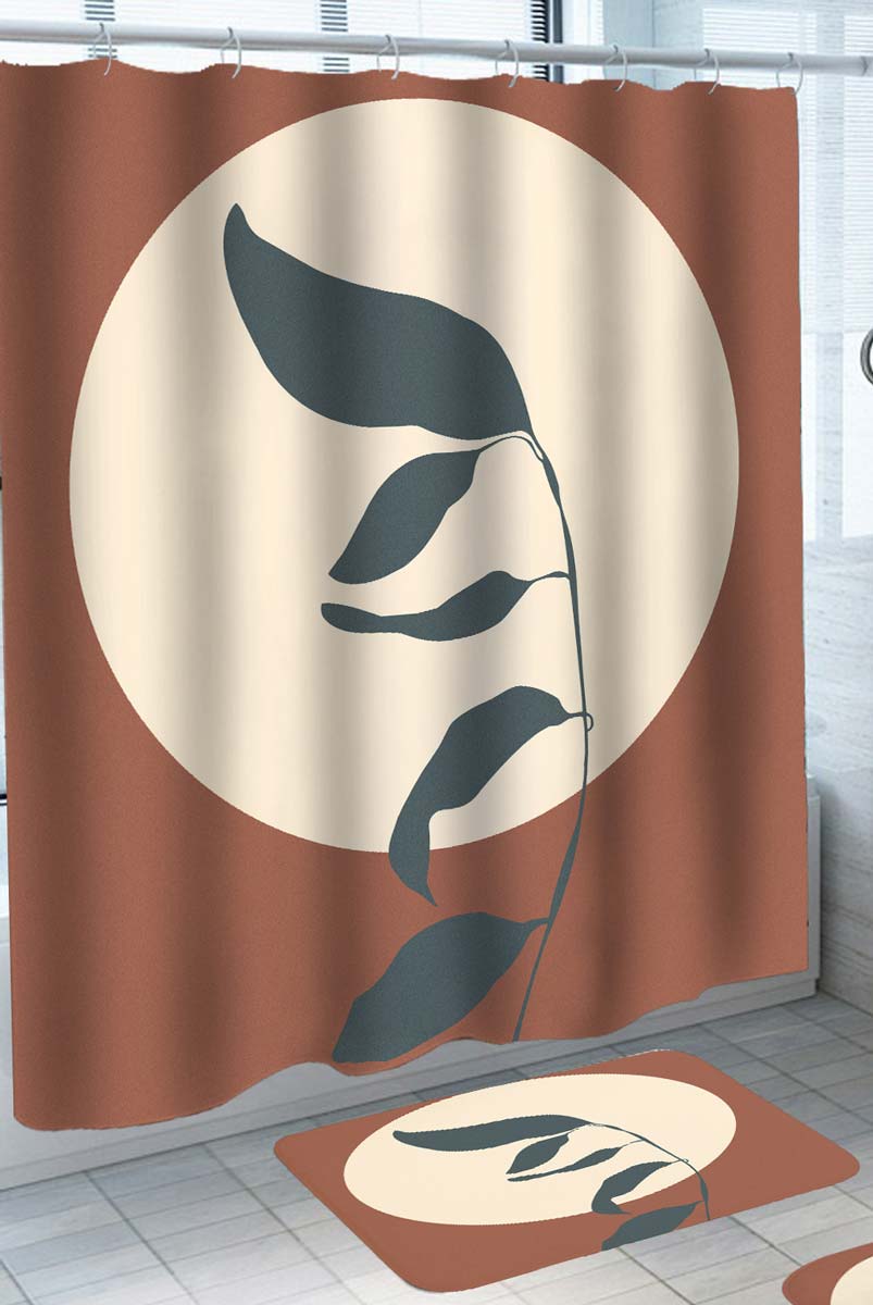 Modest Mid Century Art Shower Curtain Leaves Branch