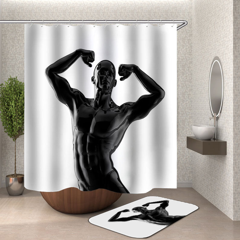 Nude Man Shower Curtain of Statue