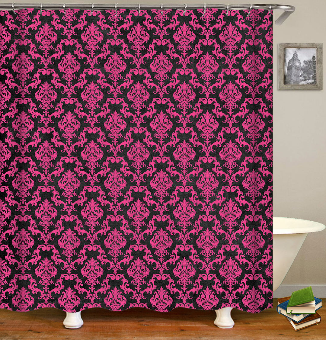 Pink Royal Vector Floral Pattern Shower Curtains