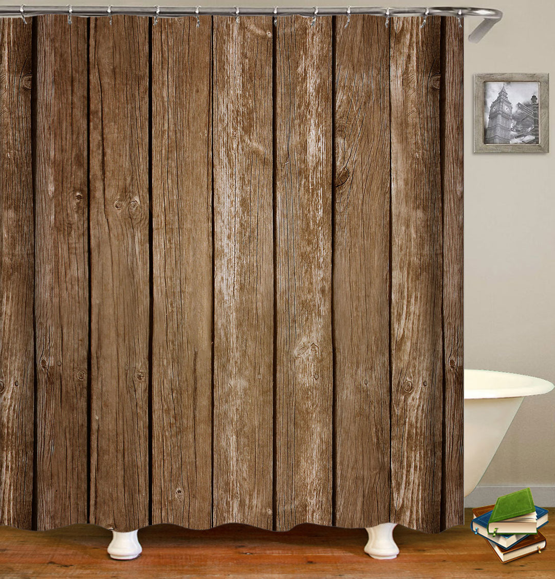 Rustic Shower Curtains Rustic Brown Wooden Wall