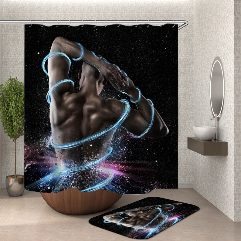 Shirtless Fit Man Shower Curtain