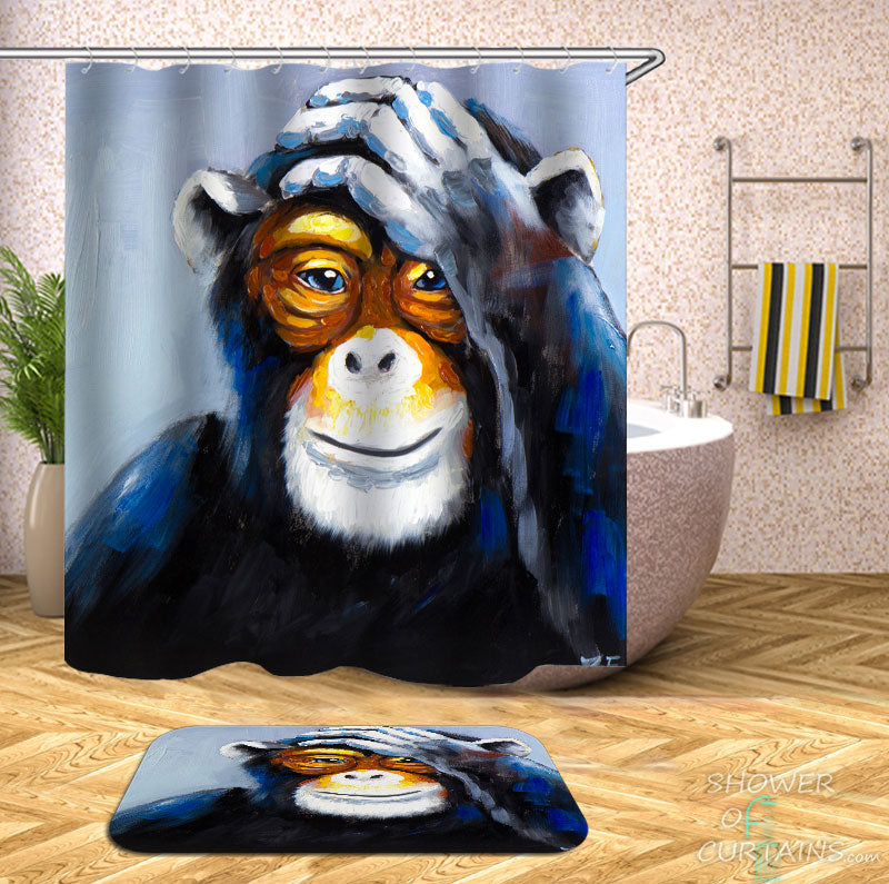 Shower Curtains with Artwork Chimpanzee – Shower of Curtains