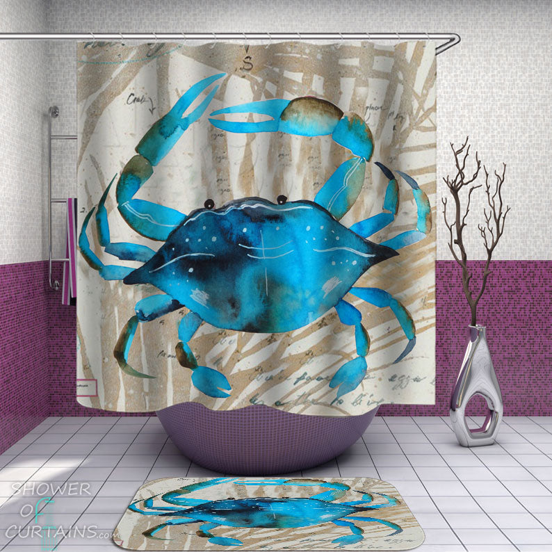 Blue Crab Shower Curtain 