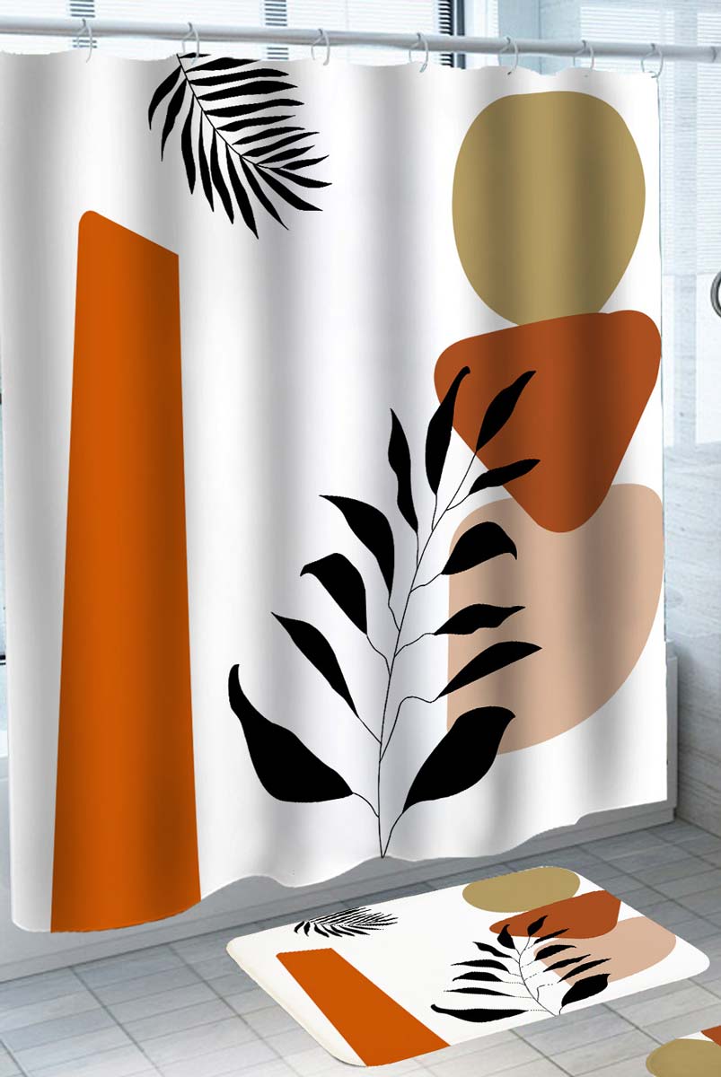 Shower Curtains with Mid Century Abstract and Leaves