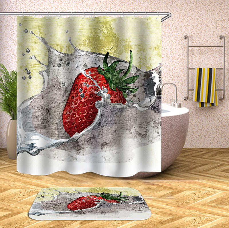 Splashing Strawberry Shower Curtain