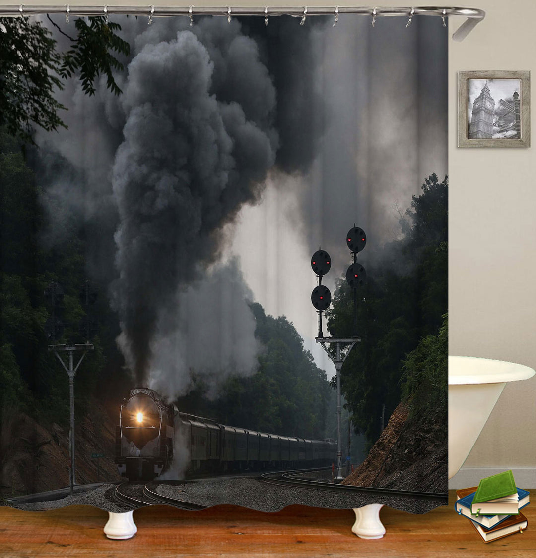 Steam Smoking Passenger Train Shower Curtains