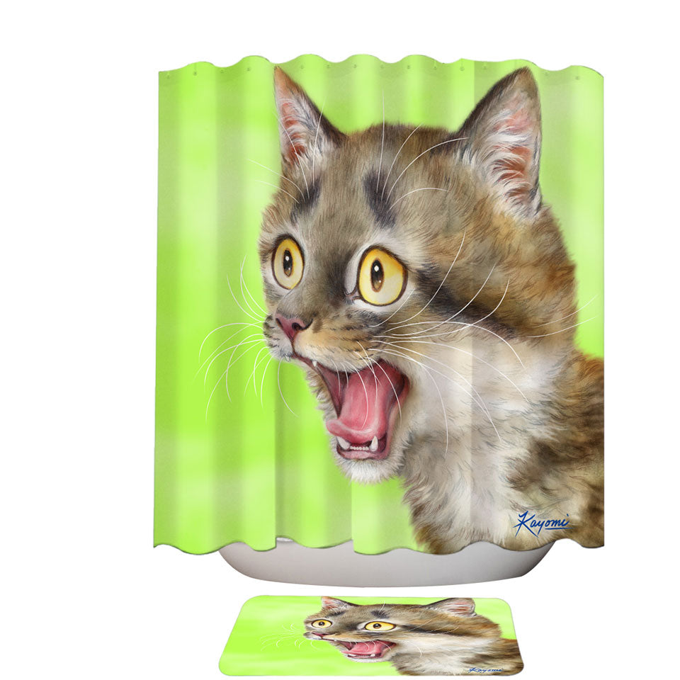 Cats Funny Faces Drawings Excited Tabby Kitty Shower Curtain – Shower ...